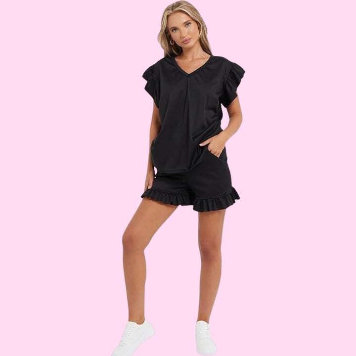 Loungewear Cycling Shorts Stretch Short Sleeve Top