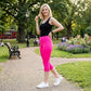3/4 Neon Cropped Capri Lace Trim Leggings