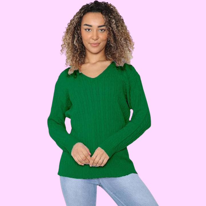 Womens V Neck Winter Wear Jumper Sweater