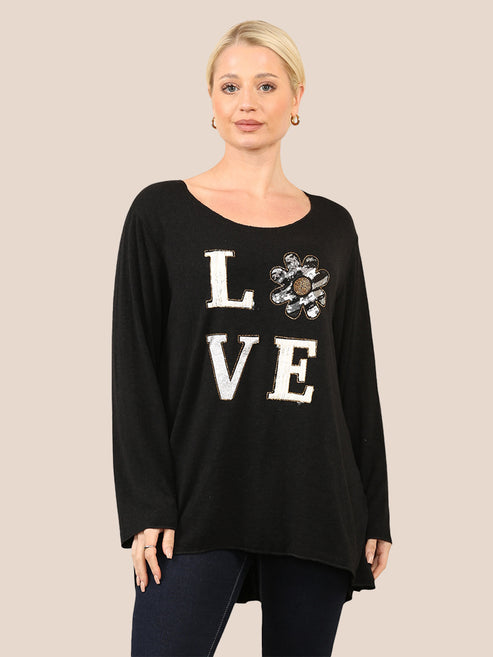 Love Appliqué Knit Top