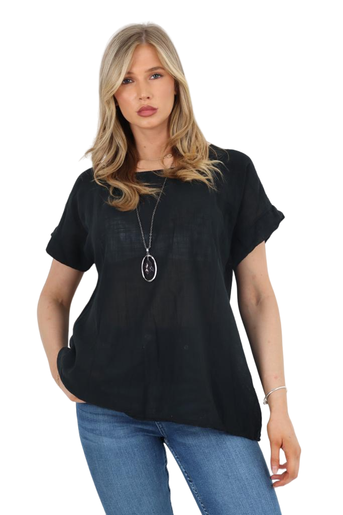 Italian Short Sleeve Necklace Top