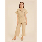 Italian Ladies Short Sleeve Tie Waisted Co-ord Set