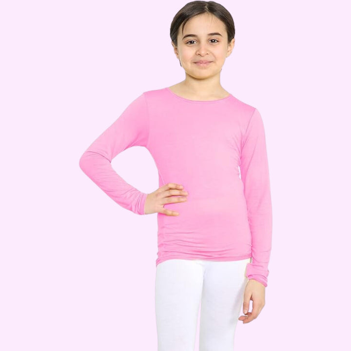 Girls Long Sleeve Round Neck Basic Top