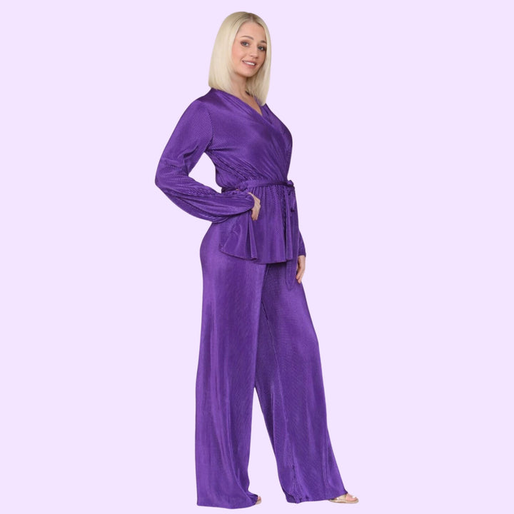 PLISSE PLEATED BELTED CO-ORD SET