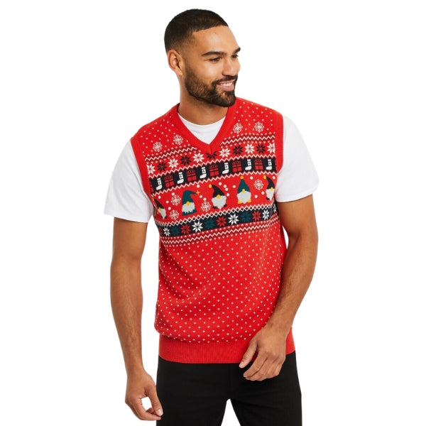 Red Montana Knitted Vest Christmas Jumper