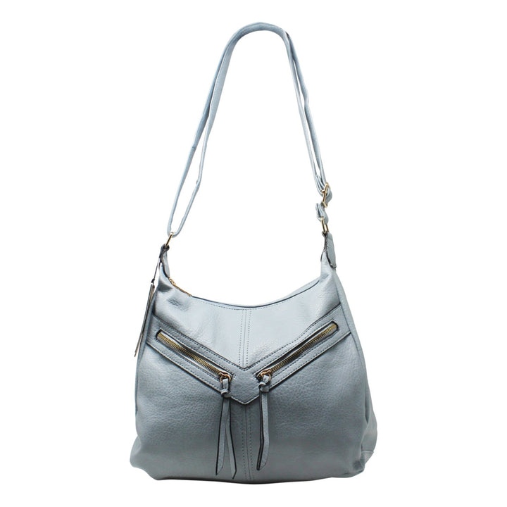 PU Crossbody with Double Front Diagonal Zippers