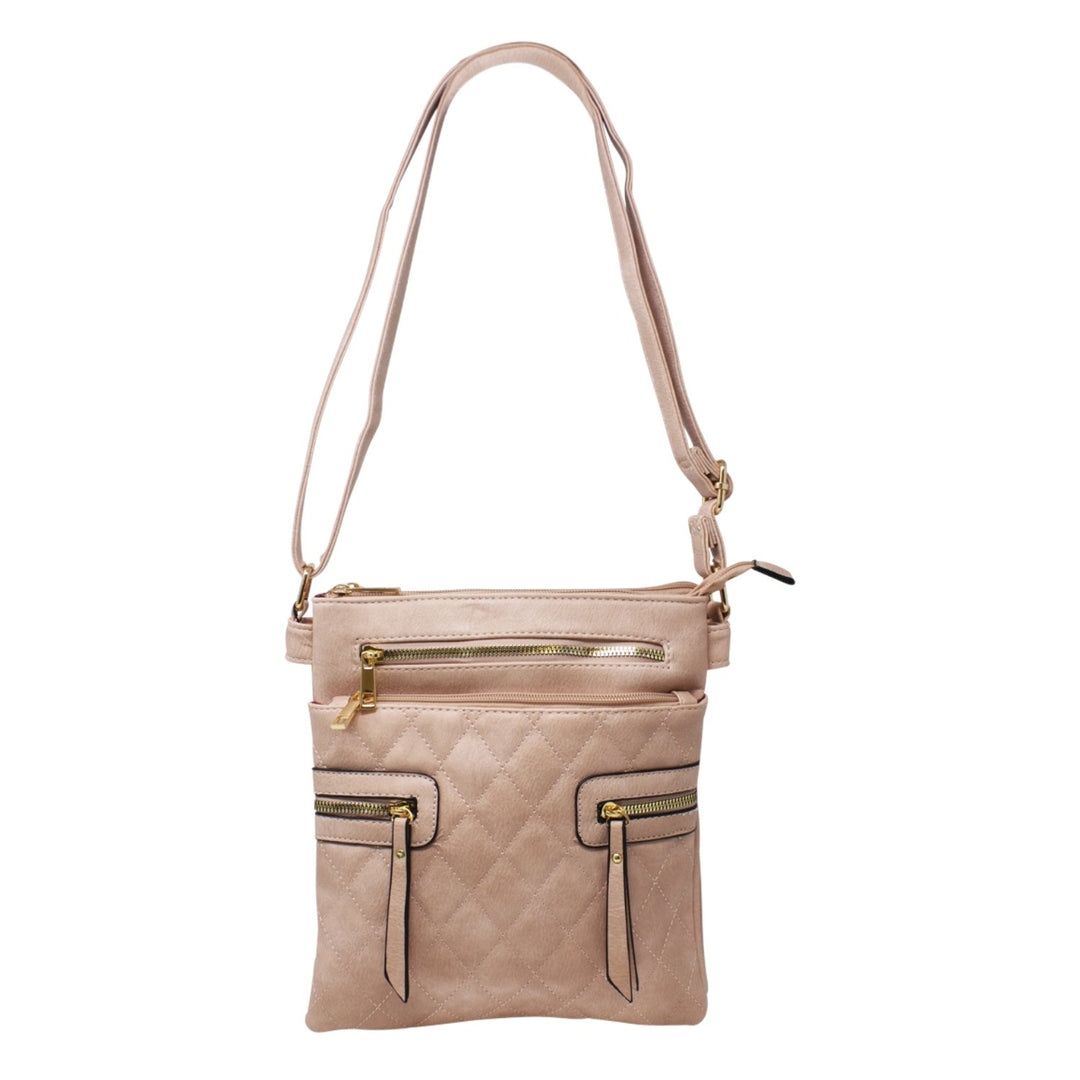 Multi-Zip Double Compartment Quilted Crossbody