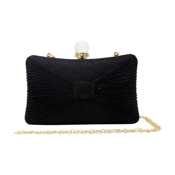 Glittery Bow Clutch with Big Top Diamante