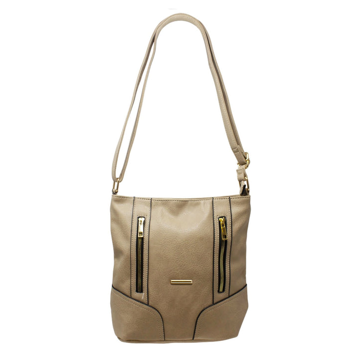 Ladies Double Front Zip Crossbody