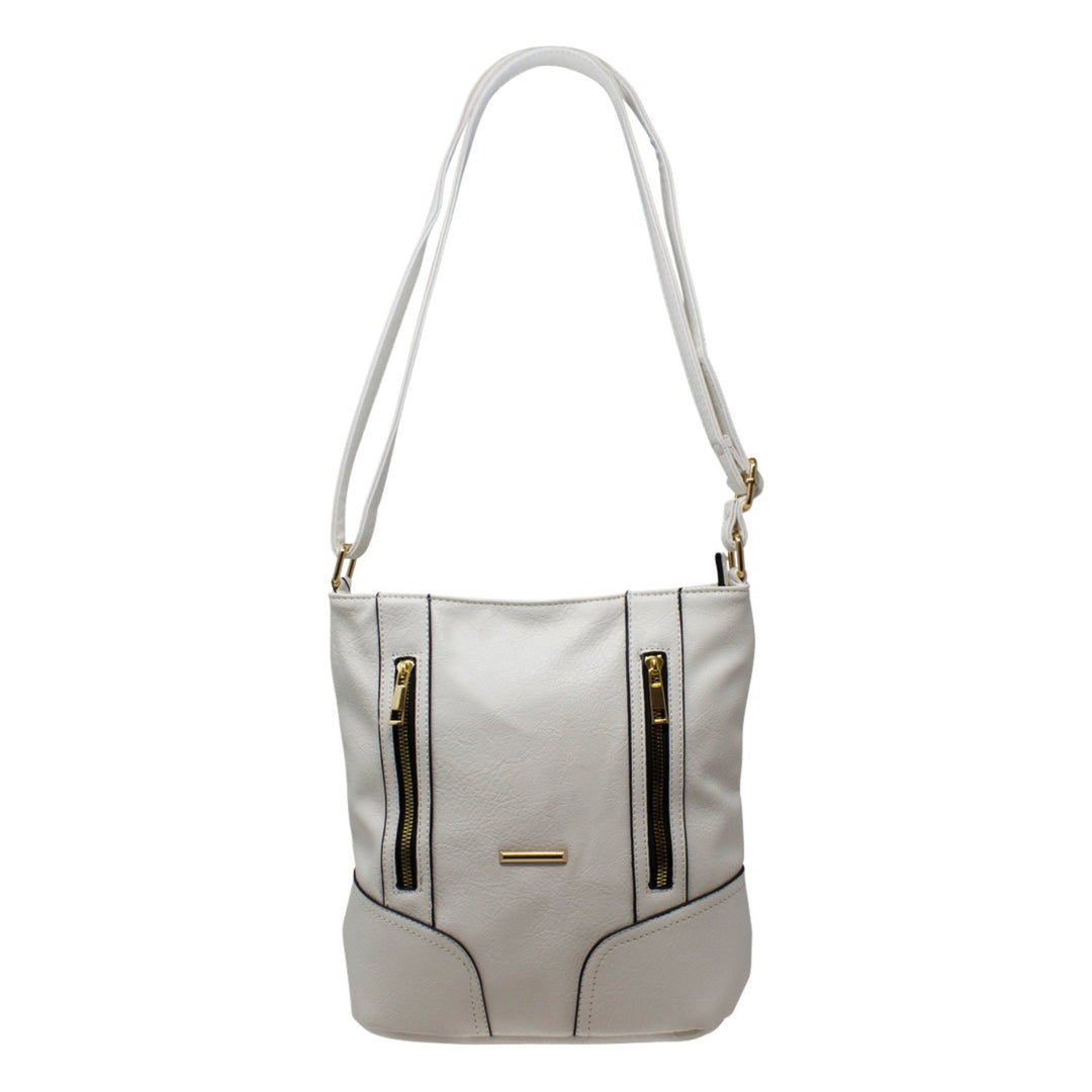 Ladies Double Front Zip Crossbody