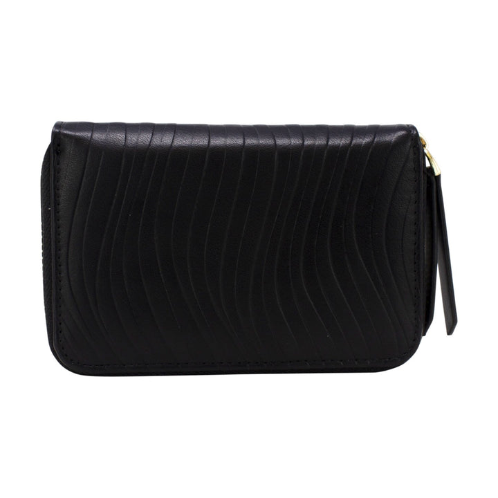 Long Zipped Purse with Wavy Lines Design