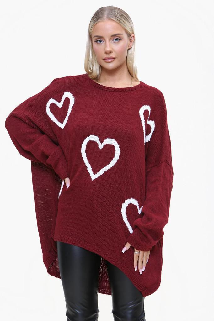 Heart Print Oversized Jumper