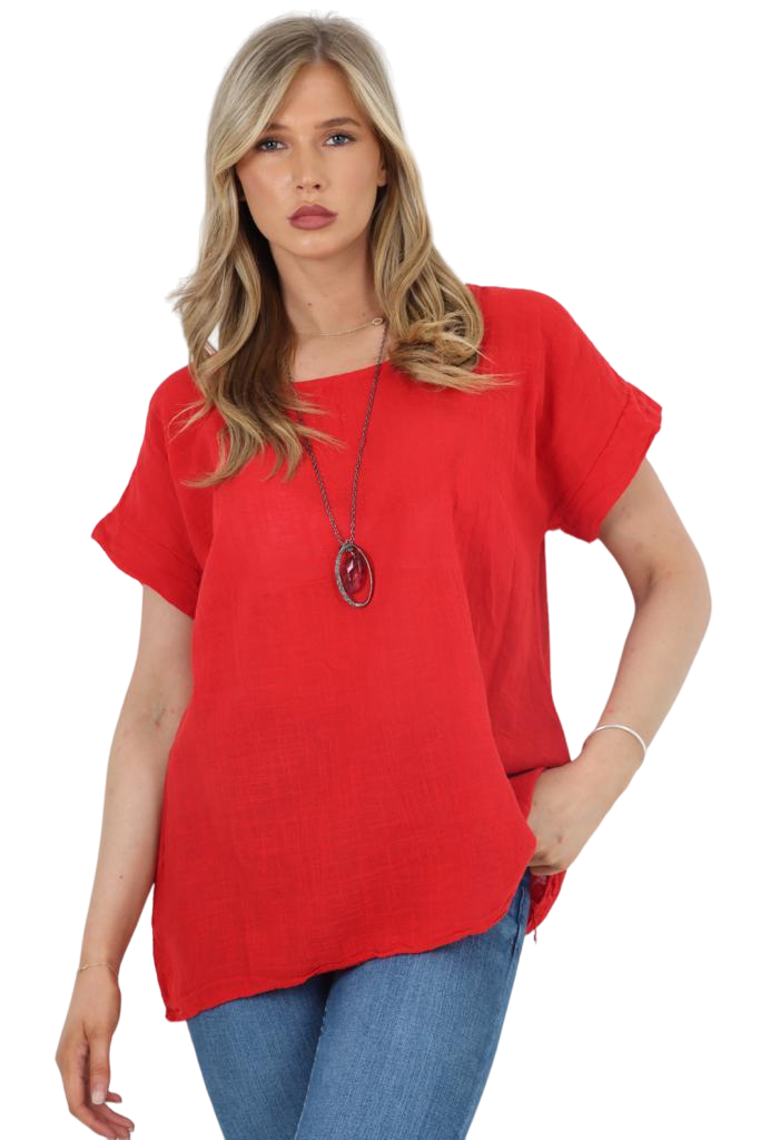 Italian Short Sleeve Necklace Top