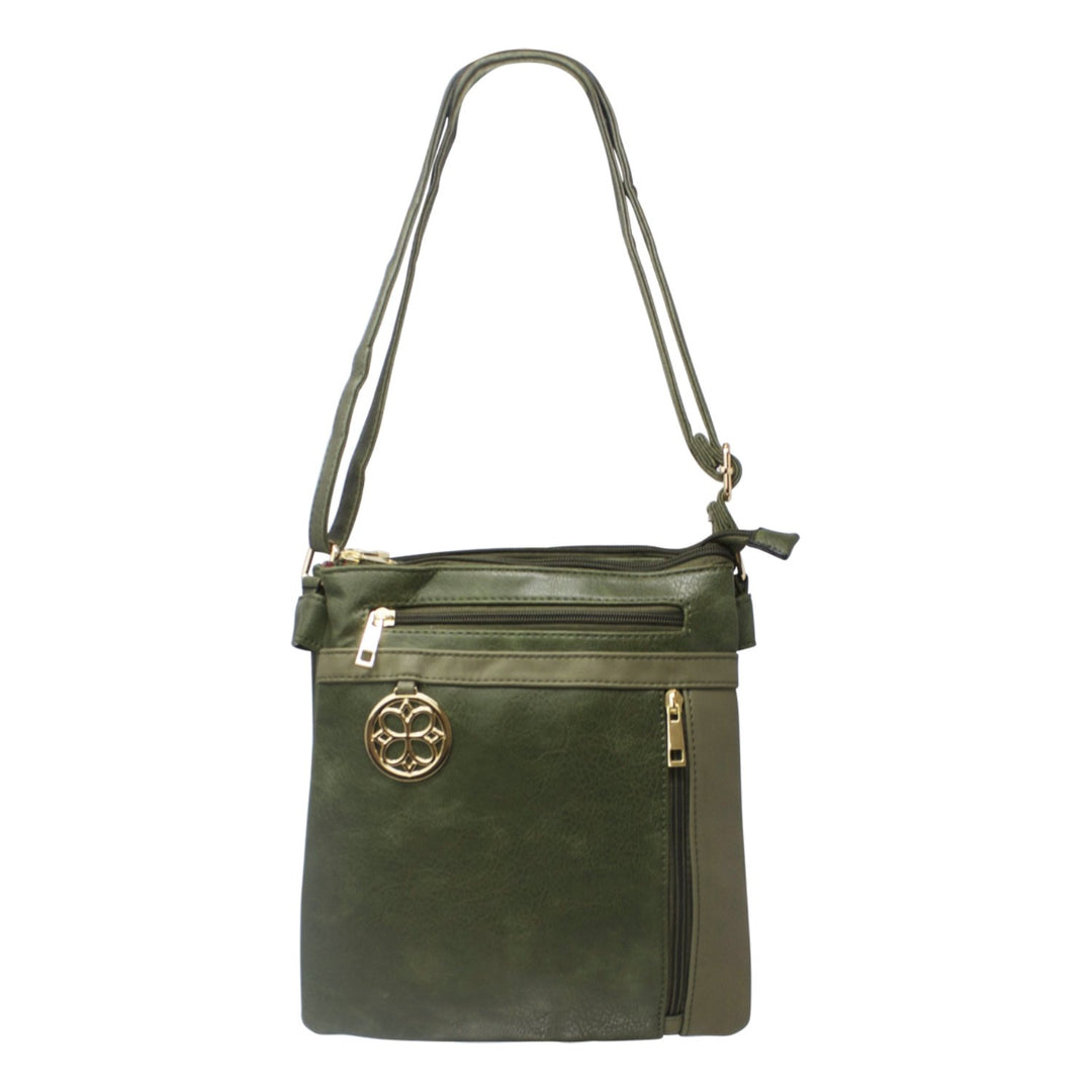 Metal Plate Button Crossbody Bag