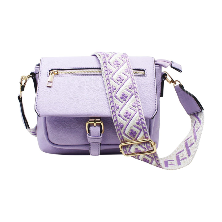 Flap-Over Buckle Crossbody with Canvas Strap