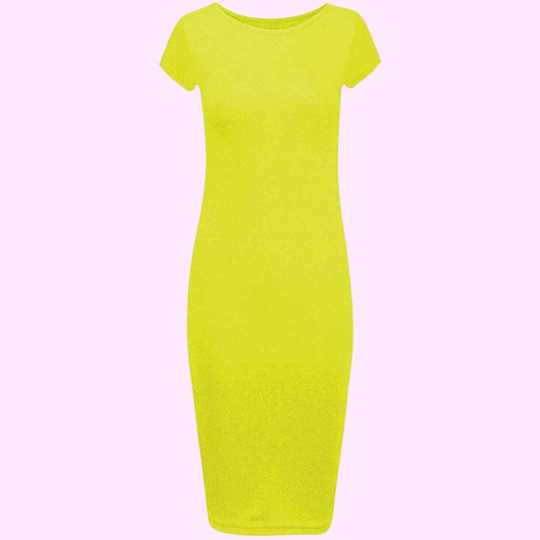 Short Sleeve Scoop Neck Midi Dress