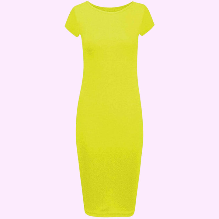 Short Sleeve Scoop Neck Midi Dress