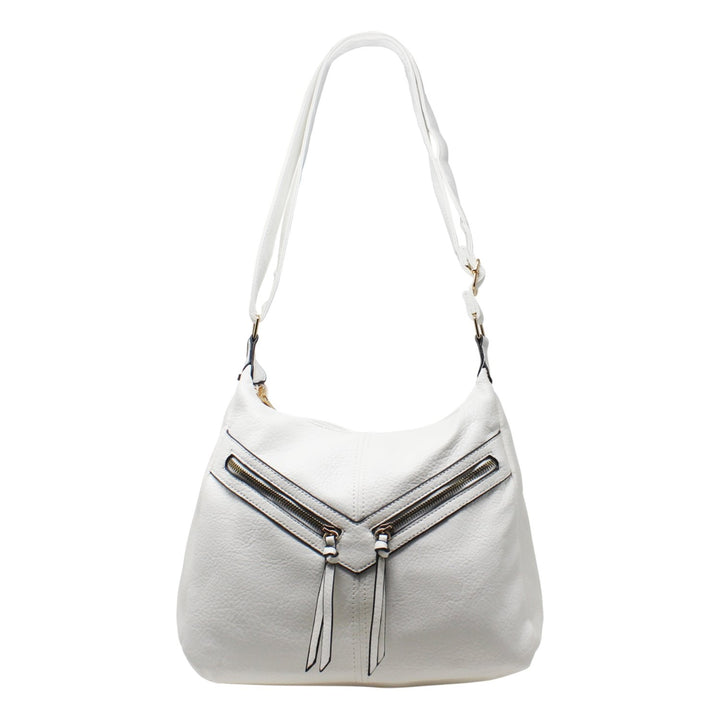 PU Crossbody with Double Front Diagonal Zippers