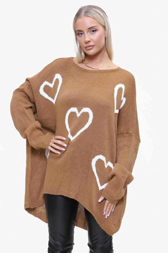 Heart Print Oversized Jumper