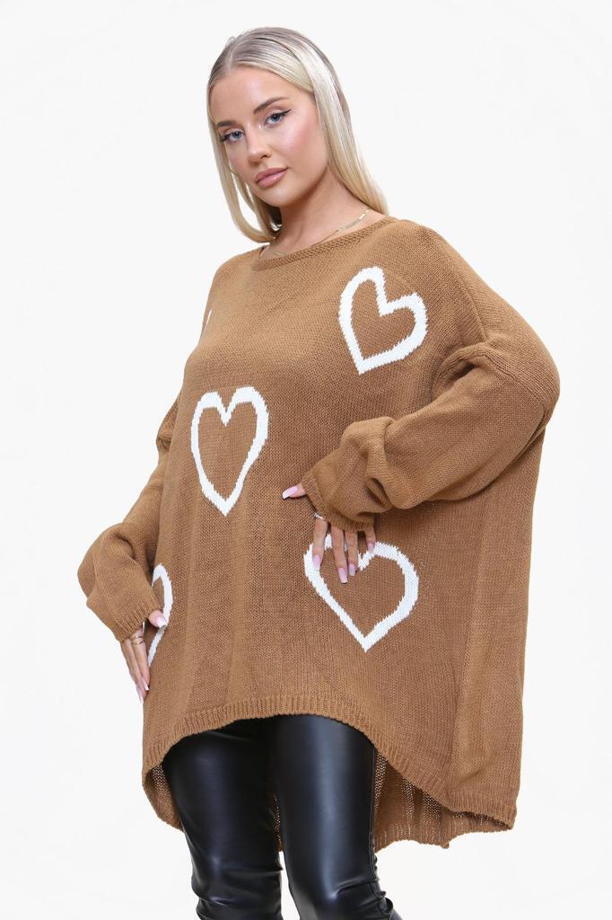 Heart Print Oversized Jumper