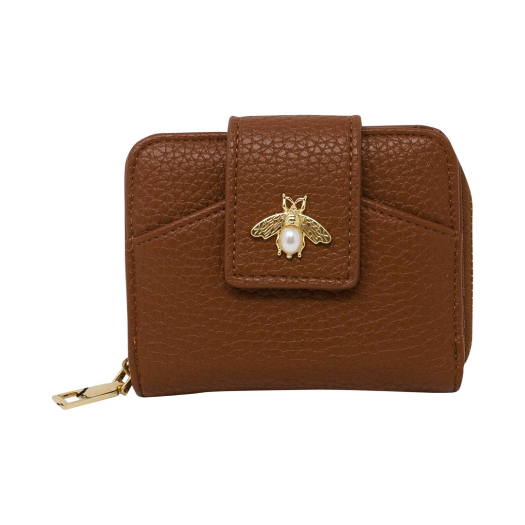 Small Folded Bee Buck Purse with Zipped Pockets