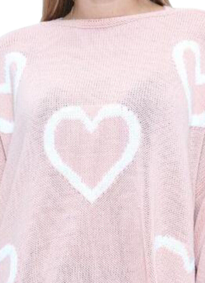 Heart Print Oversized Jumper