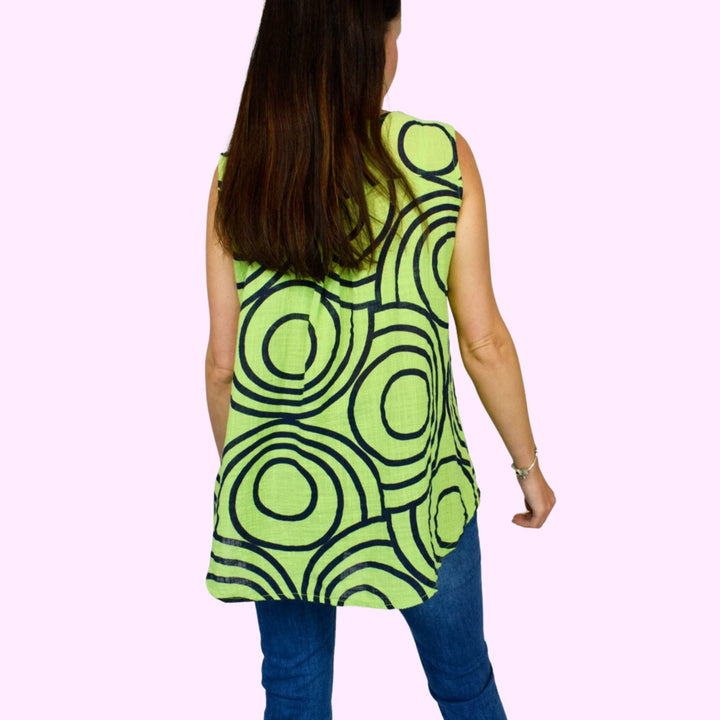 Geo Swirl Sleeveless Italian Top