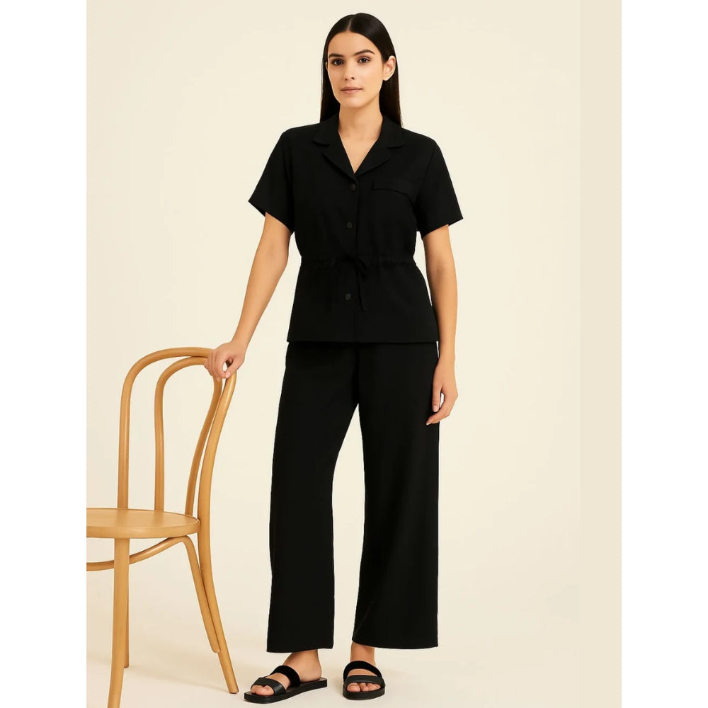 Italian Ladies Short Sleeve Tie Waisted Co-ord Set
