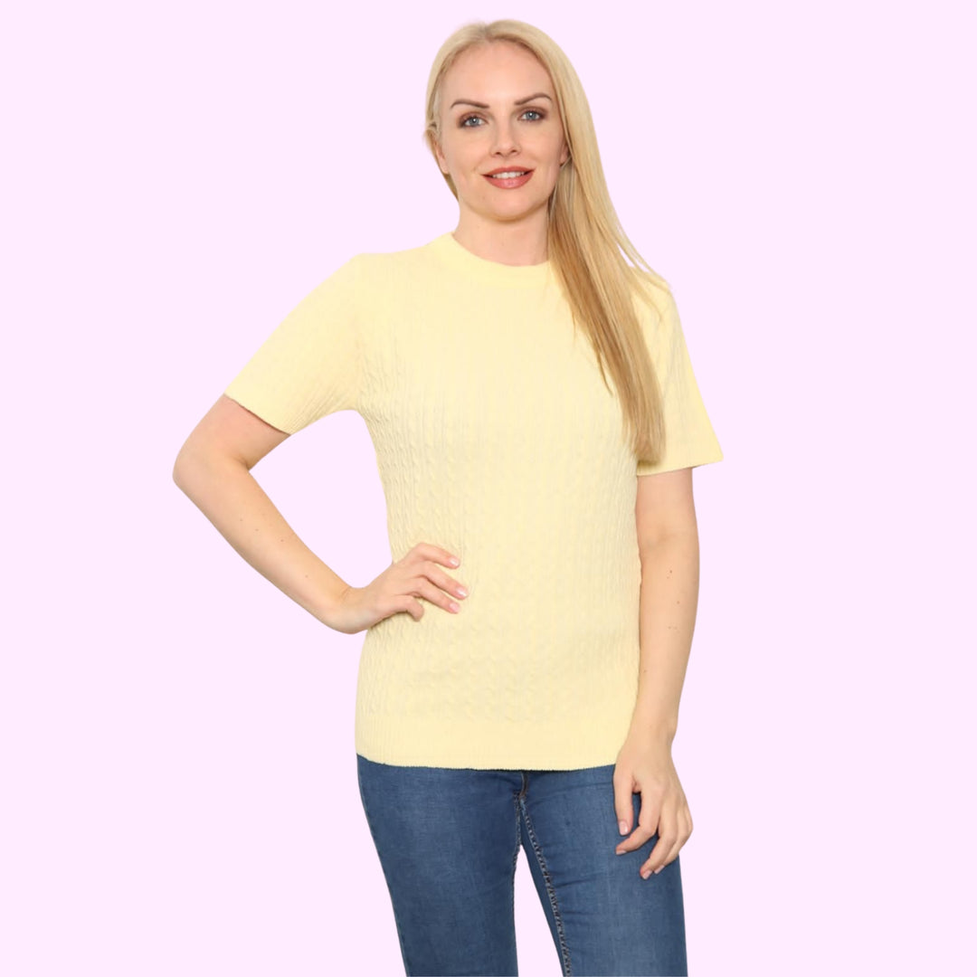 Short Sleeve V Neck Jumper