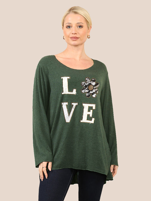 Love Appliqué Knit Top