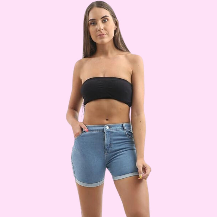 Fold Over Denim Shorts