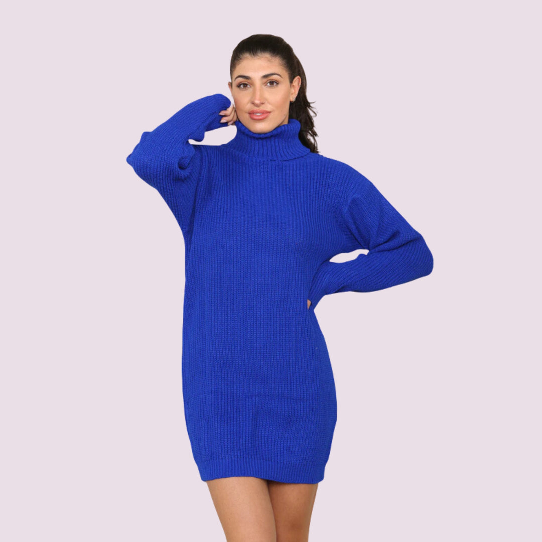 Polo Roll Neck Ribbed Knitted Florescent Jumper