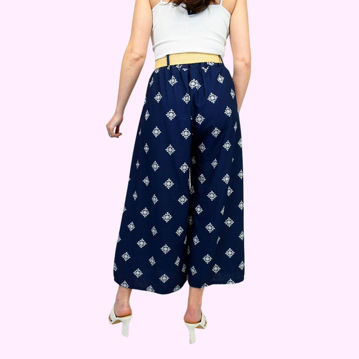 Nautical Print Italian Belted Culottes