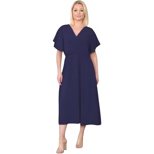 Italian Wrap Over Dress Frill Sleeve
