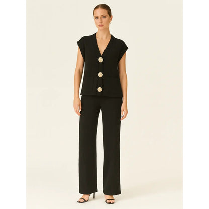 3-gold button short sleeve set