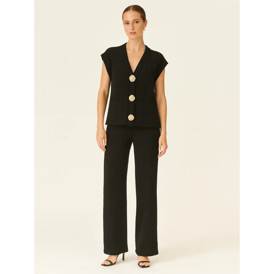 3-gold button short sleeve set