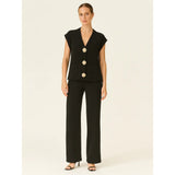 3-gold button short sleeve set