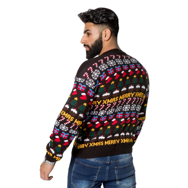 Black Christmas Decoration Knitted Jumper