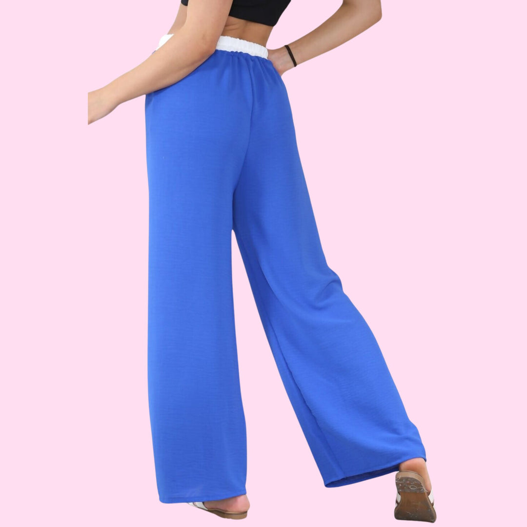 OVERSIZED CONTRAST WAIST BAND STRAIGHT LEG TROUSER