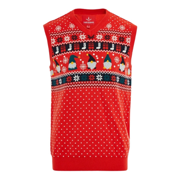 Red Montana Knitted Vest Christmas Jumper