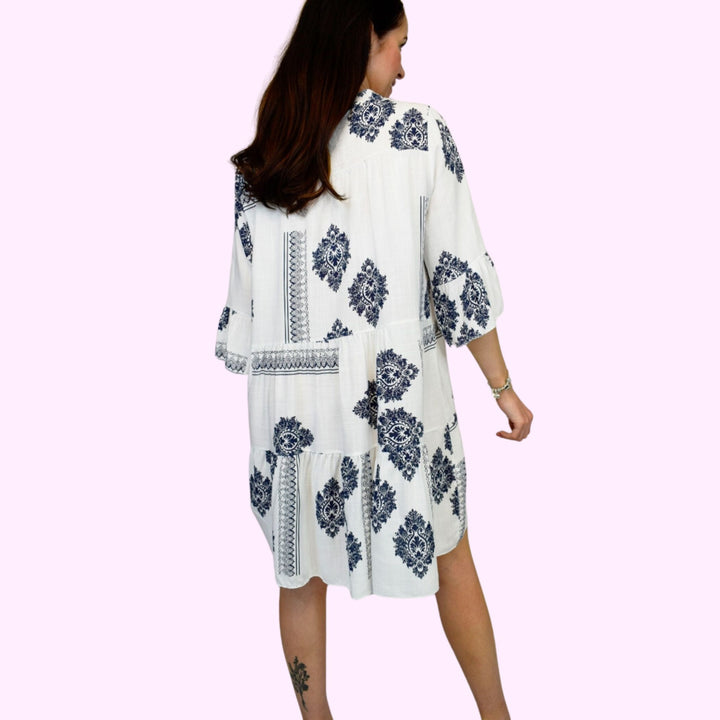 Paisley Patch Print Italian Smock Dress