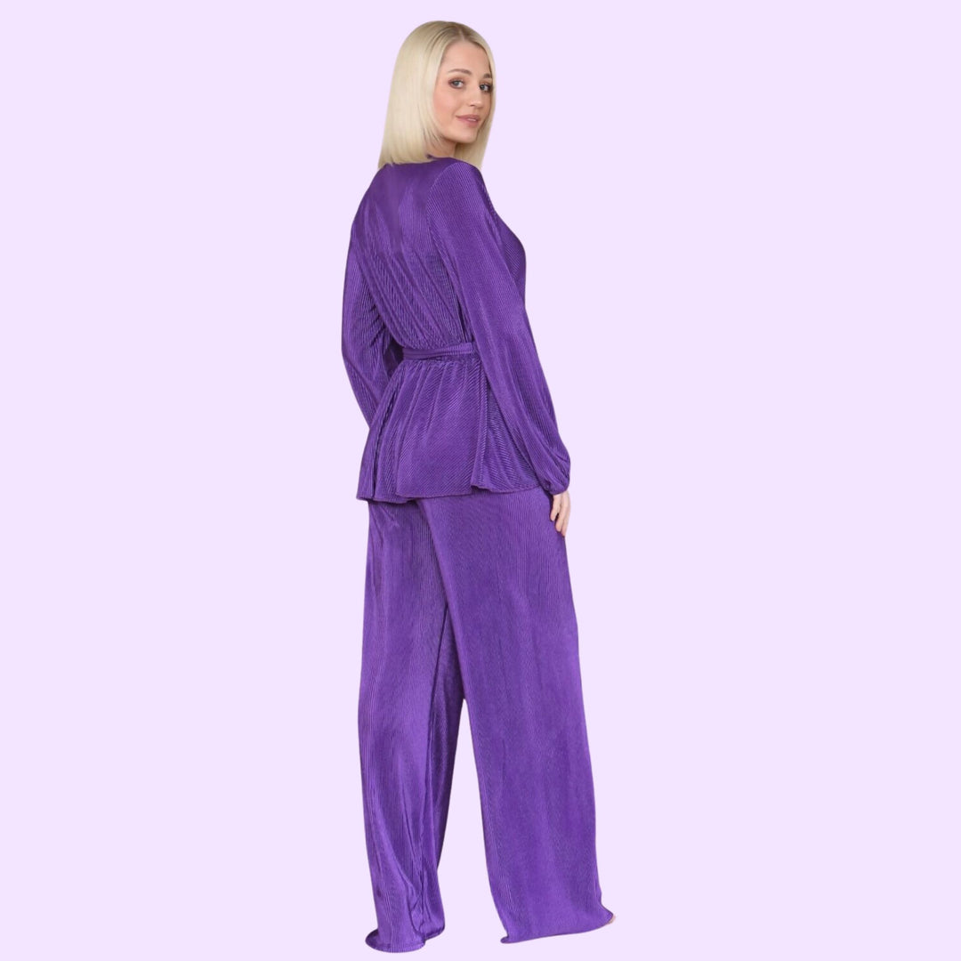 PLISSE PLEATED BELTED CO-ORD SET