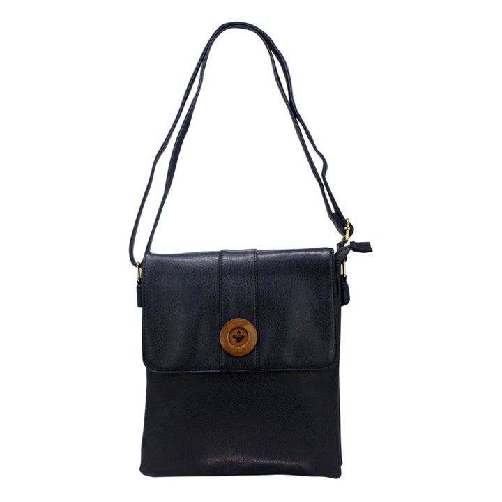 Wooden Button Flap Crossbody