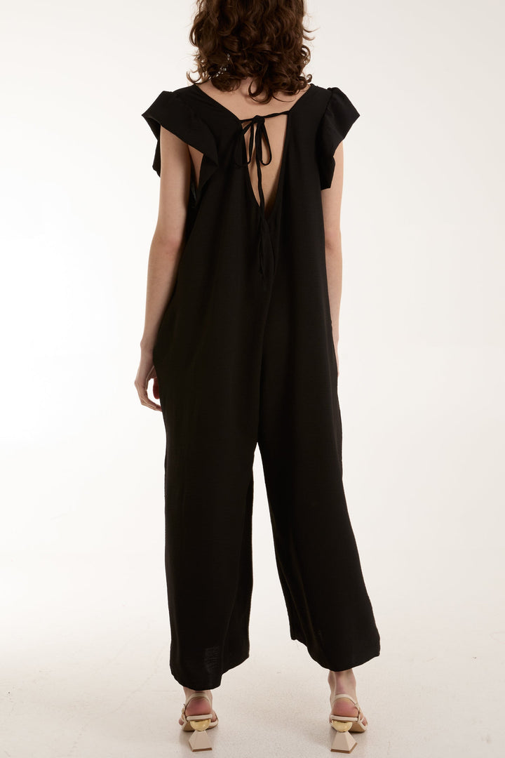 Ruffle Sleeve Wide Leg Jumpsuit