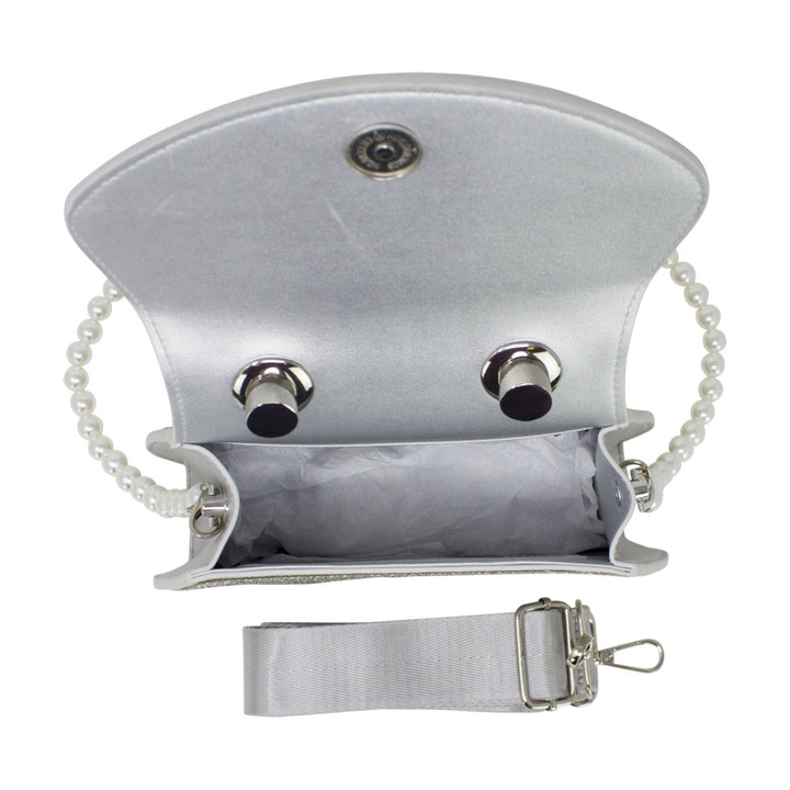 Full Diamante Clutch with Pearl Chain