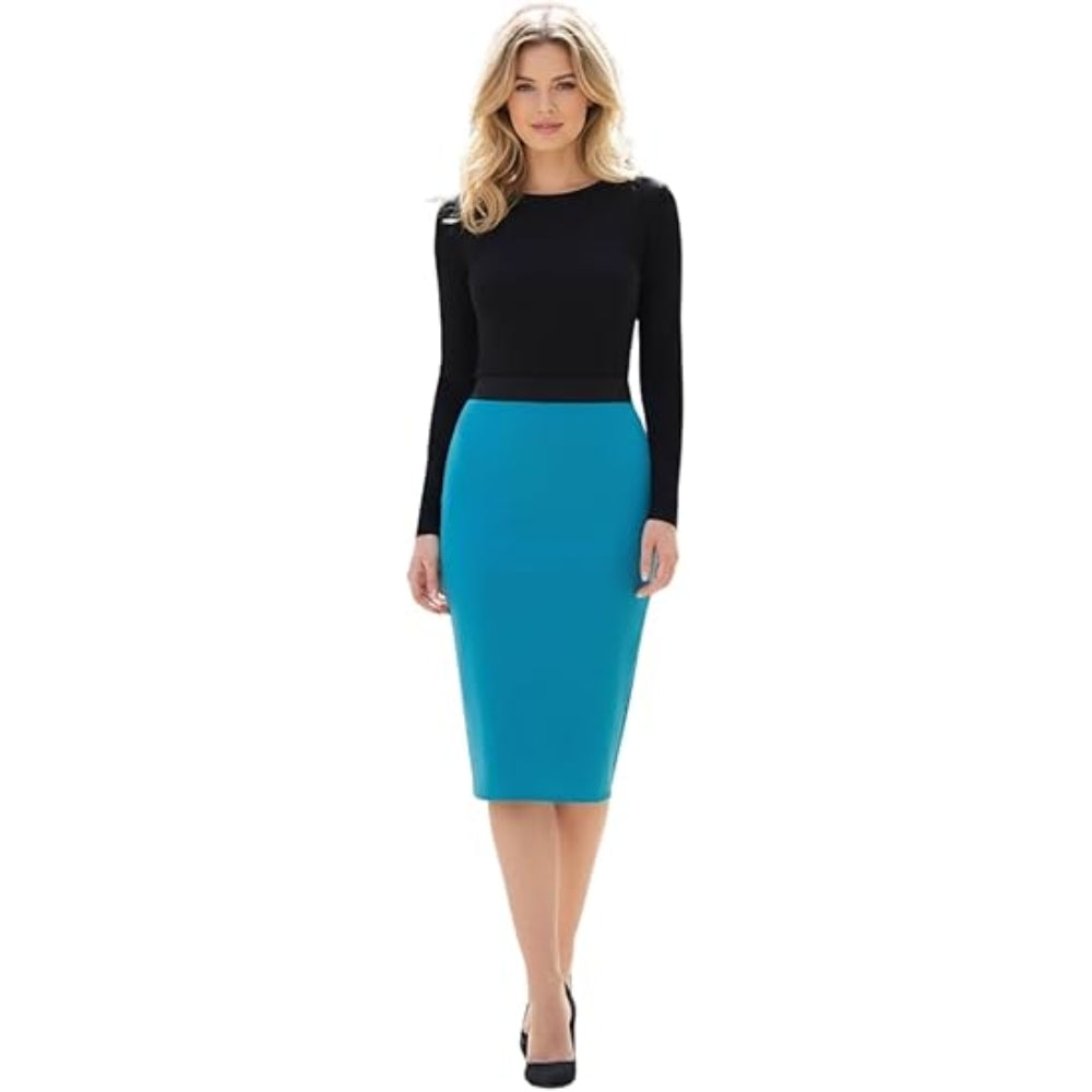 Knee Length Midi Pencil Skirt Plain Colors