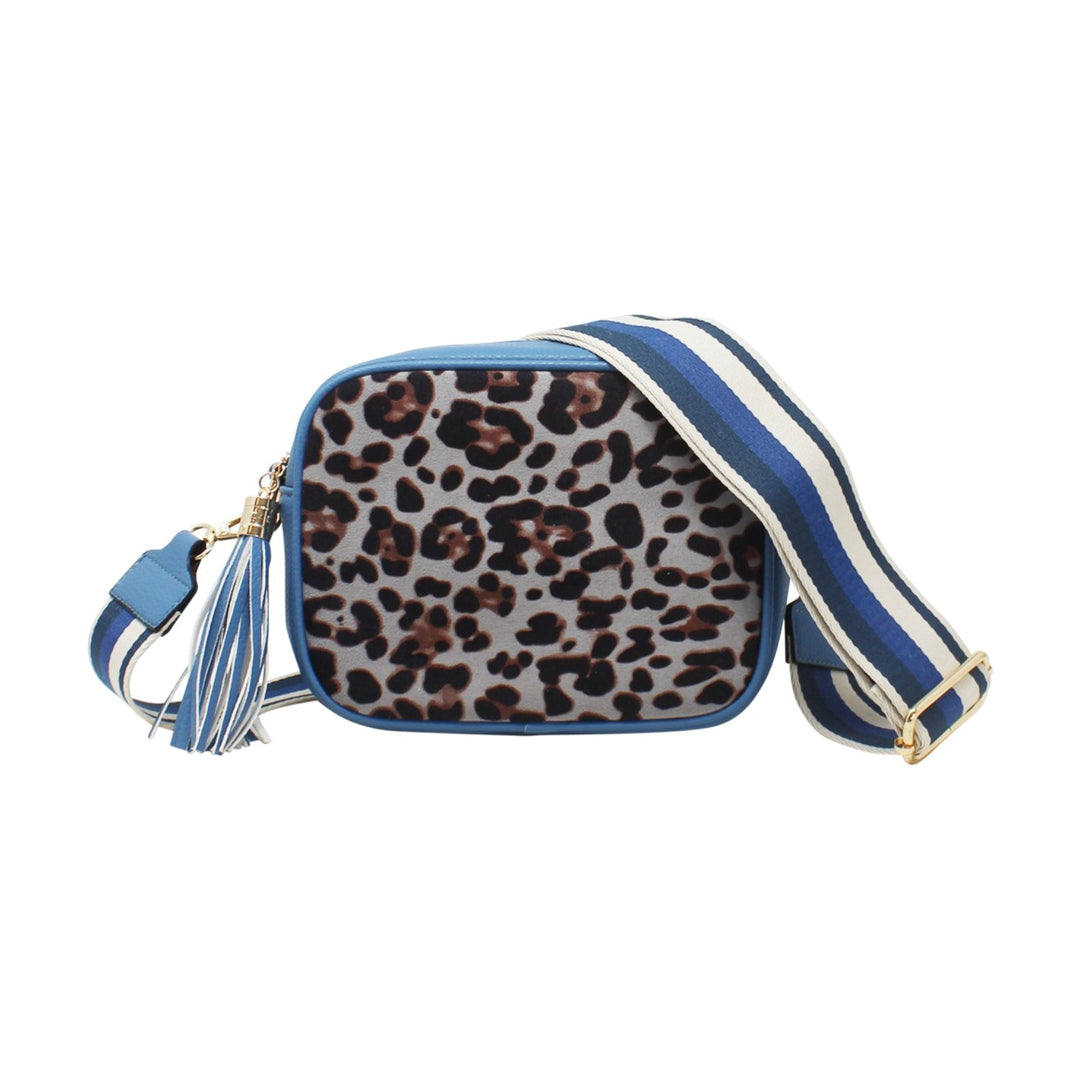 Leopard Print Crossbody Bag with Canvas Strap