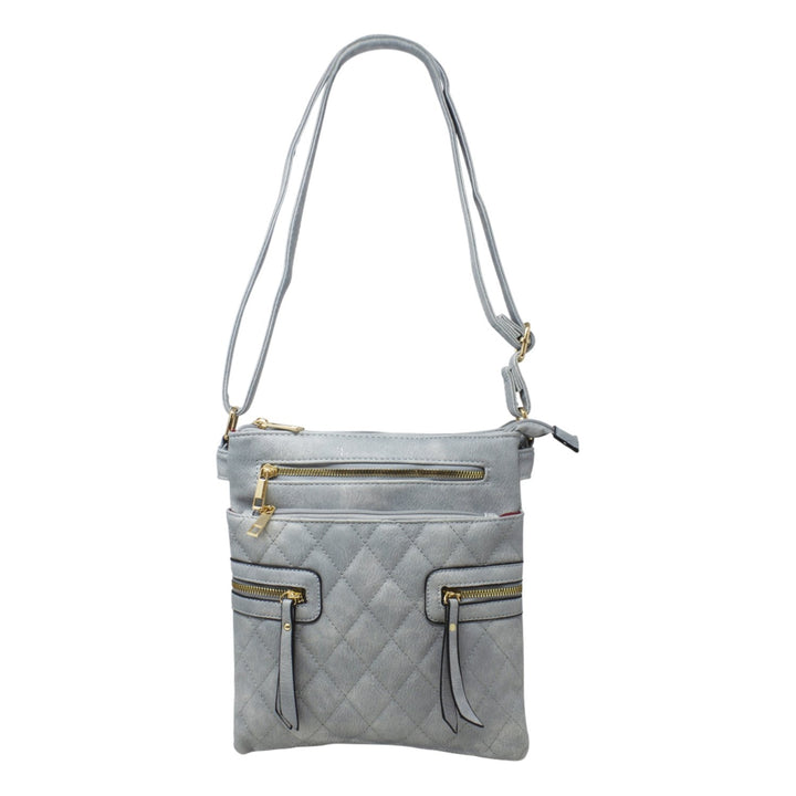 Multi-Zip Double Compartment Quilted Crossbody