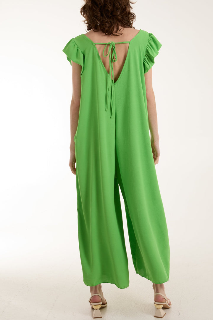 Ruffle Sleeve Wide Leg Jumpsuit