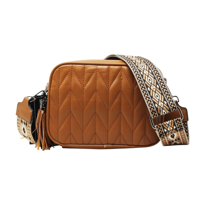 Duo-Pockets Camera Bag with Stitched Chevron Pattern